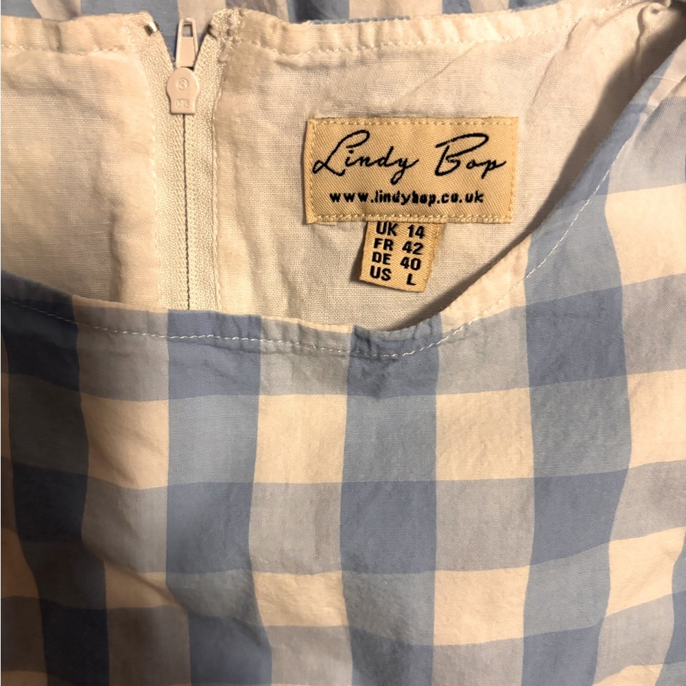 Lindy Bop Sky Blue and White Gingham Dress